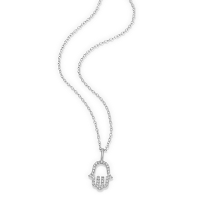 Hamsa Pendant Necklace in Rhodium-Plated Sterling Silver | M by Monte Luna