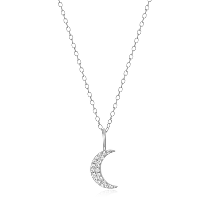 Crescent Pendant Necklace in Rhodium-Plated Sterling Silver | M by Monte Luna