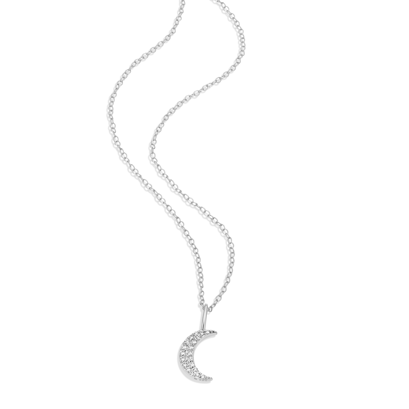 Crescent Pendant Necklace in Rhodium-Plated Sterling Silver | M by Monte Luna