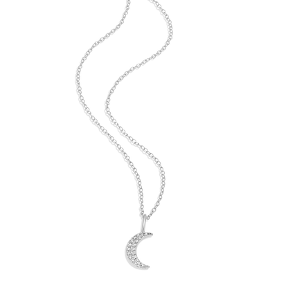 Crescent Pendant Necklace in Rhodium-Plated Sterling Silver | M by Monte Luna