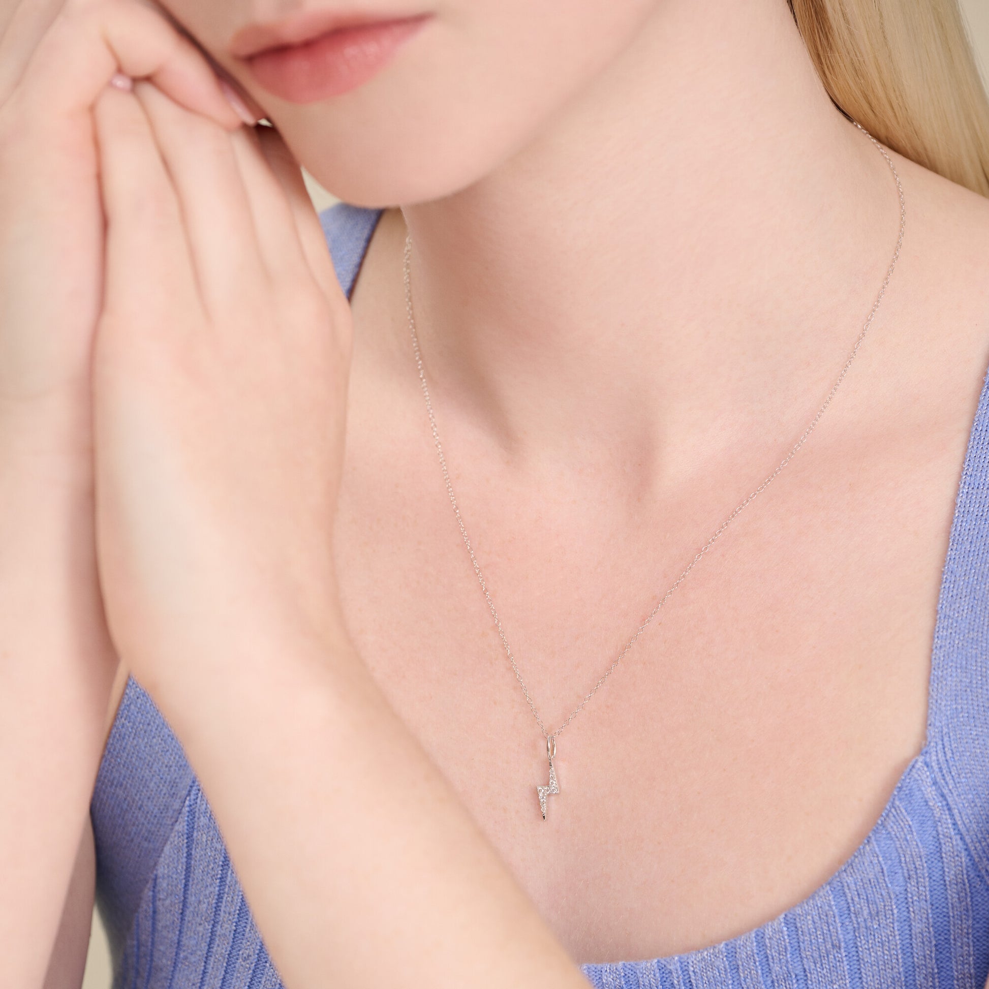 Lighting Pendant Necklace in Rhodium-Plated Sterling Silver | M by Monte Luna