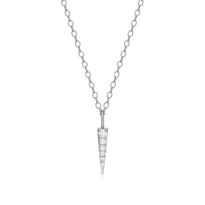 Pave Dagger Lab-Created Diamond Pendant Necklace in Rhodium-Plated Sterling Silver | M by Monte Luna