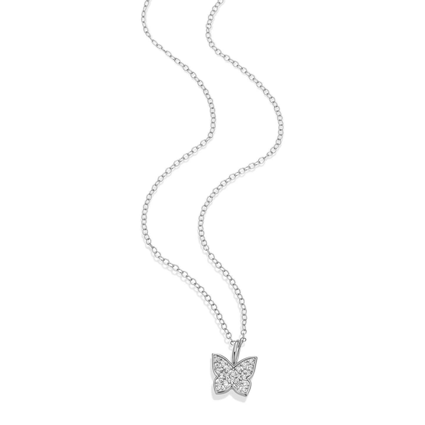 Pave Butterfly Lab-Created Diamond Pendant Necklace in Rhodium-Plated Sterling Silver | M by Monte Luna