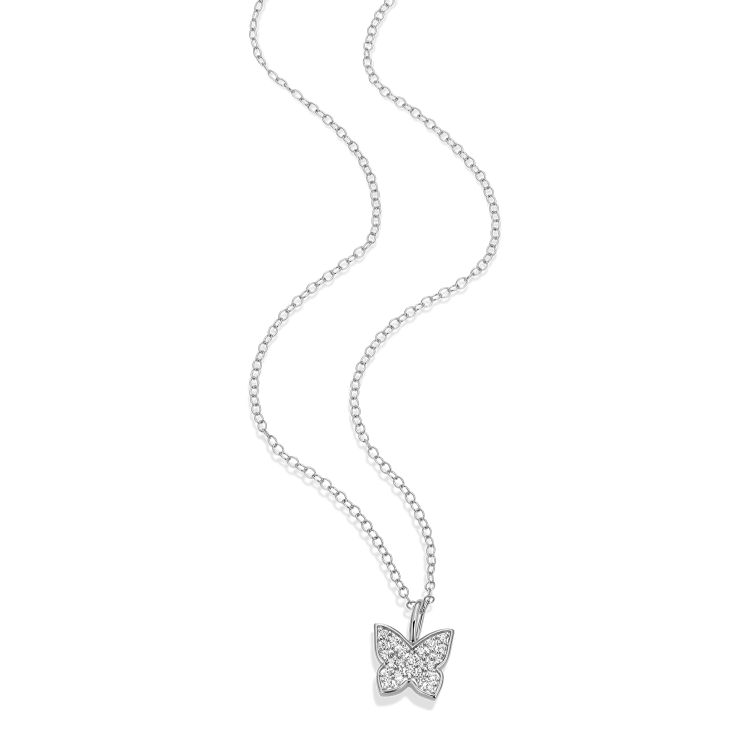 Pave Butterfly Lab-Created Diamond Pendant Necklace in Rhodium-Plated Sterling Silver | M by Monte Luna