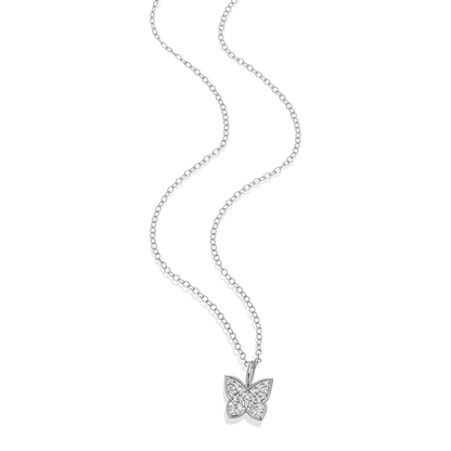 Pave Butterfly Lab-Created Diamond Pendant Necklace in Rhodium-Plated Sterling Silver | M by Monte Luna