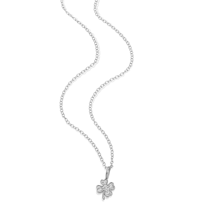 Lucky Clover Lab-Created Diamond Pendant Necklace in Rhodium-Plated Sterling Silver | M by Monte Luna