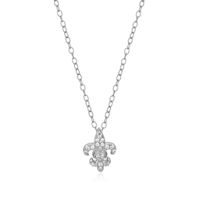 Fleur de Lis Lab-Created Diamond Pendant Necklace in Rhodium-Plated Sterling Silver | M by Monte Luna