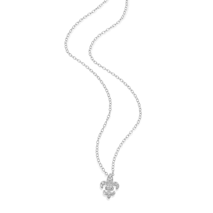 Fleur de Lis Lab-Created Diamond Pendant Necklace in Rhodium-Plated Sterling Silver | M by Monte Luna