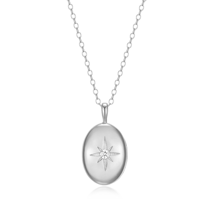 North Star Locket Lab-Created Diamond Pendant Necklace in Rhodium-Plated Sterling Silver | M by Monte Luna