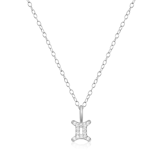 Gemini Constellation Pendant Necklace in Rhodium-Plated Sterling Silver | M by Monte Luna