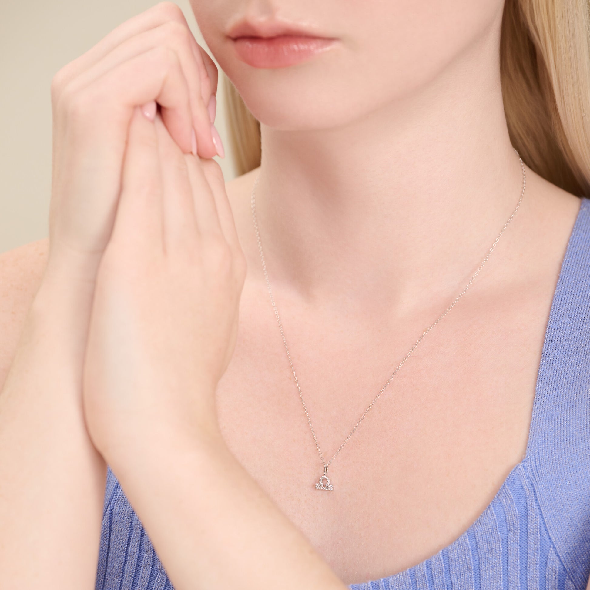 Libra Constellation Pendant Necklace in Rhodium-Plated Sterling Silver | M by Monte Luna