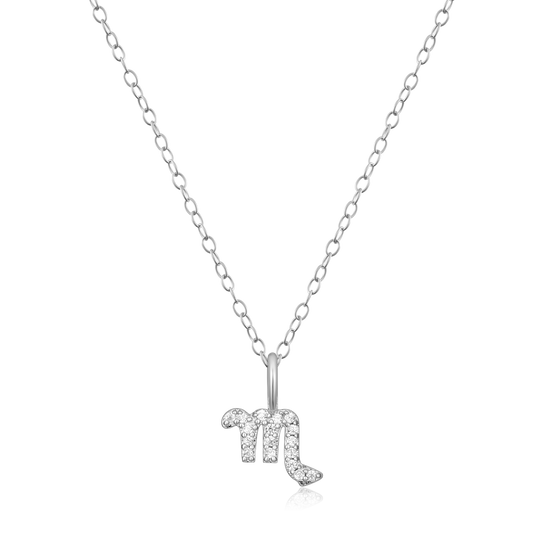 Scorpio Constellation Pendant Necklace in Rhodium-Plated Sterling Silver | M by Monte Luna