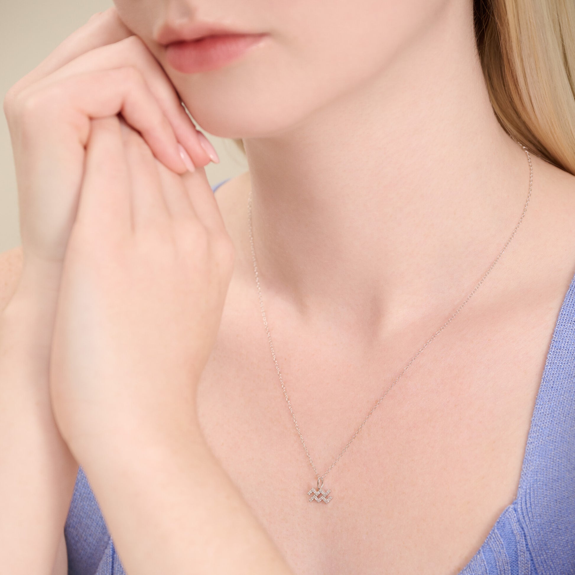 Aquarius Constellation Pendant Necklace in Rhodium-Plated Sterling Silver | M by Monte Luna