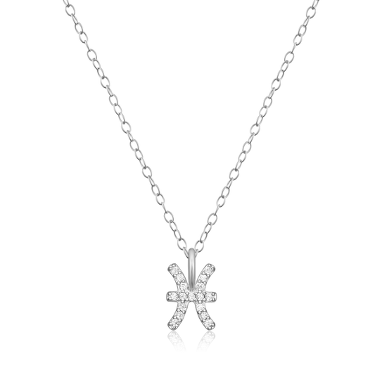 Pisces Constellation Pendant Necklace in Rhodium-Plated Sterling Silver | M by Monte Luna