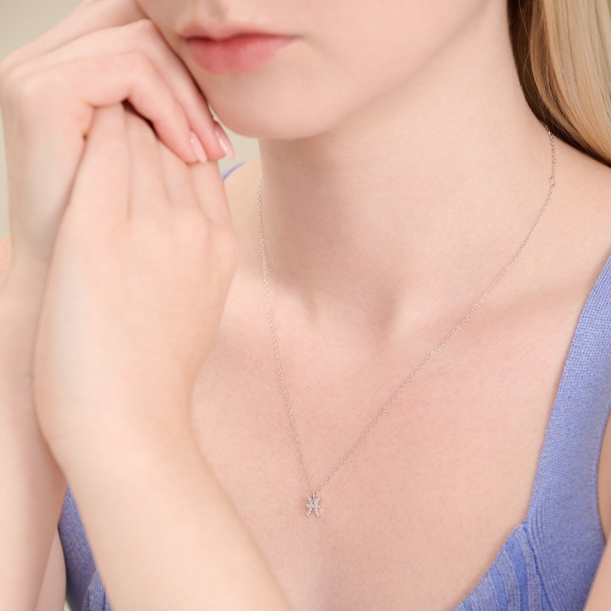 Pisces Constellation Pendant Necklace in Rhodium-Plated Sterling Silver | M by Monte Luna