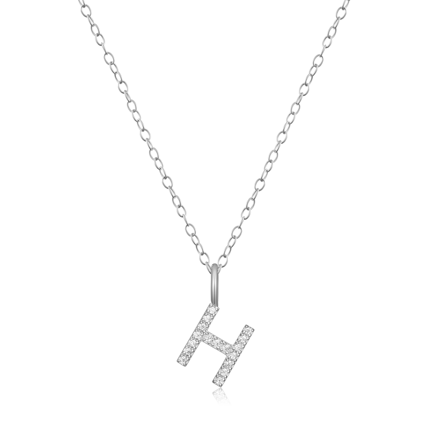 Letter "H" Initial Pendant Necklace in Rhodium-Plated Sterling Silver | M by Monte Luna