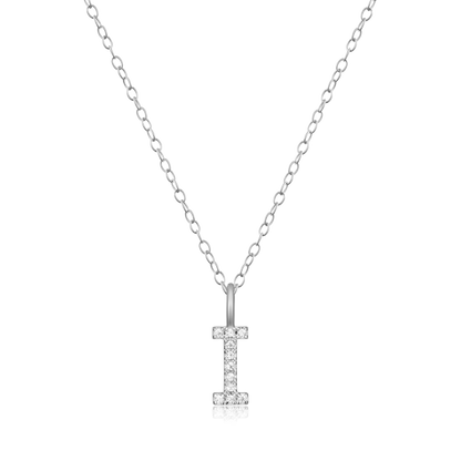 Letter "I" Initial Pendant Necklace in Rhodium-Plated Sterling Silver | M by Monte Luna