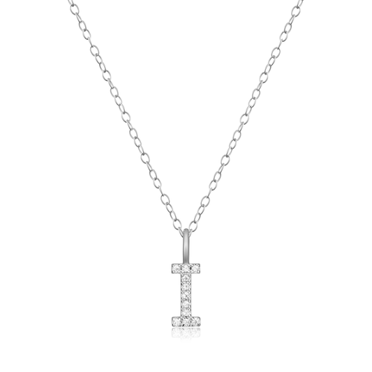 Letter "I" Initial Pendant Necklace in Rhodium-Plated Sterling Silver | M by Monte Luna