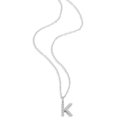 Letter "K" Initial Pendant Necklace in Rhodium-Plated Sterling Silver | M by Monte Luna