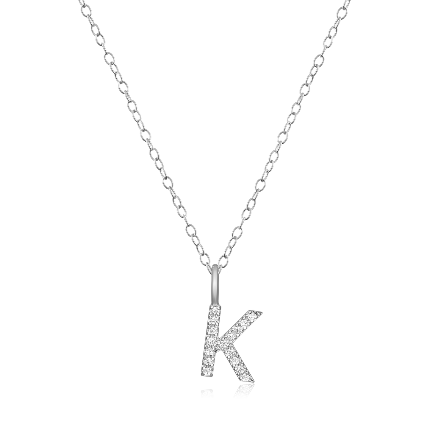 Letter "K" Initial Pendant Necklace in Rhodium-Plated Sterling Silver | M by Monte Luna