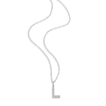 Letter "L" Initial Pendant Necklace in Rhodium-Plated Sterling Silver | M by Monte Luna