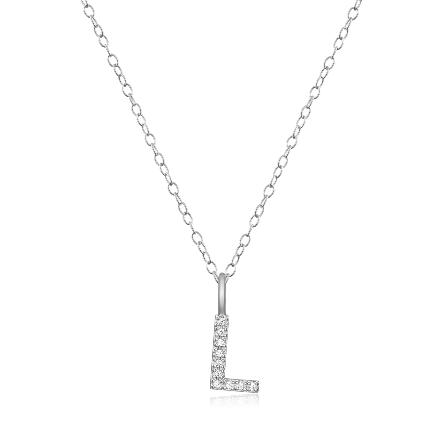 Letter "L" Initial Pendant Necklace in Rhodium-Plated Sterling Silver | M by Monte Luna