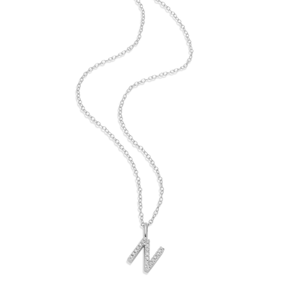 Letter "N" Initial Pendant Necklace in Rhodium-Plated Sterling Silver | M by Monte Luna
