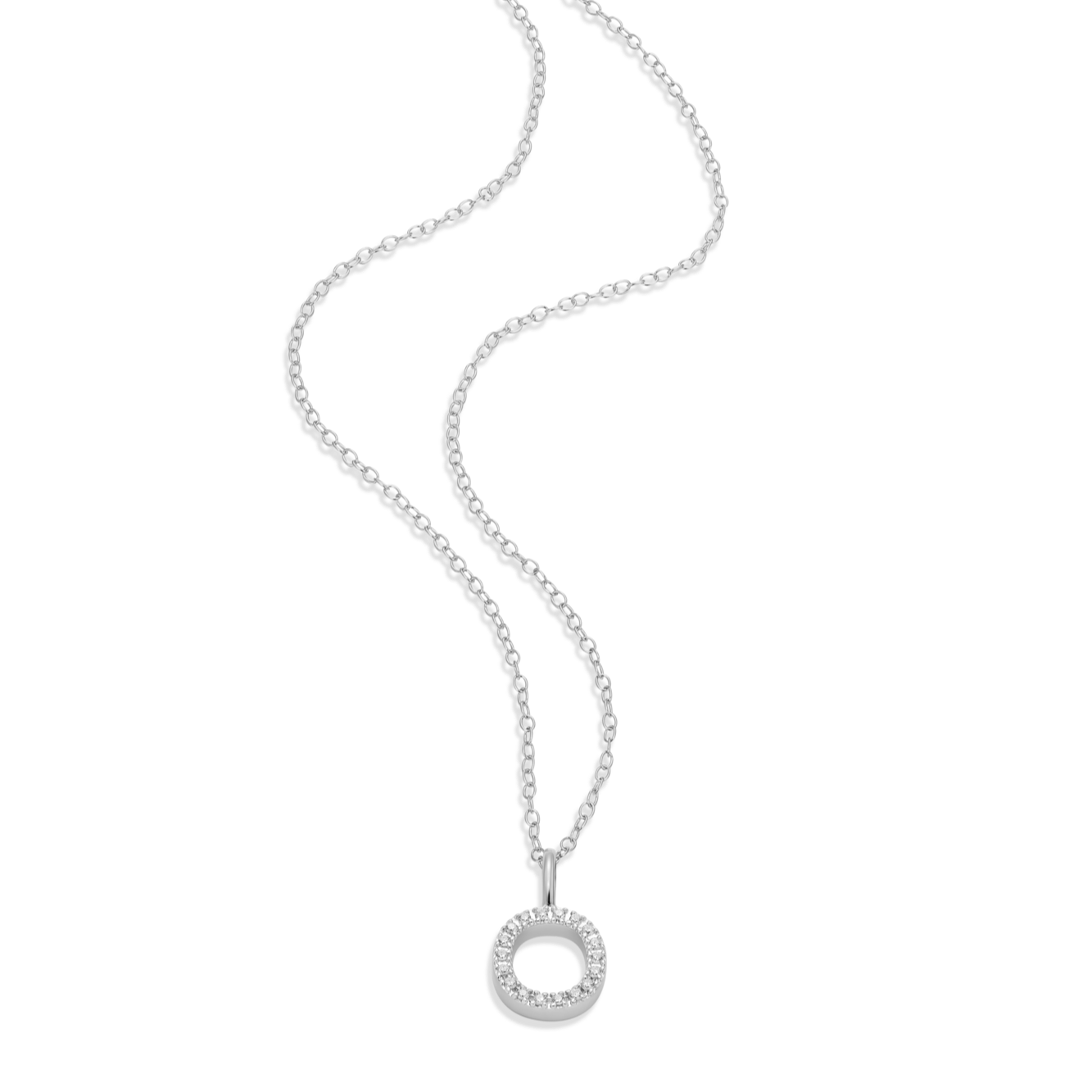 Letter "O" Initial Pendant Necklace in Rhodium-Plated Sterling Silver | M by Monte Luna