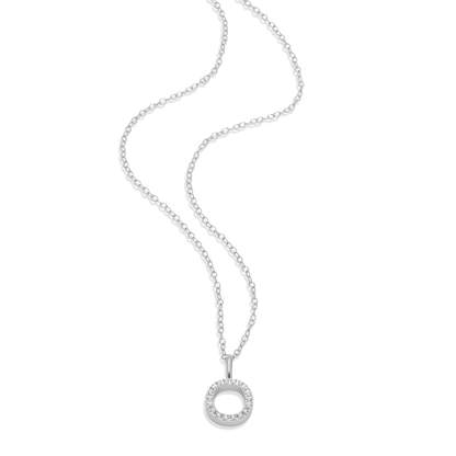Letter "O" Initial Pendant Necklace in Rhodium-Plated Sterling Silver | M by Monte Luna