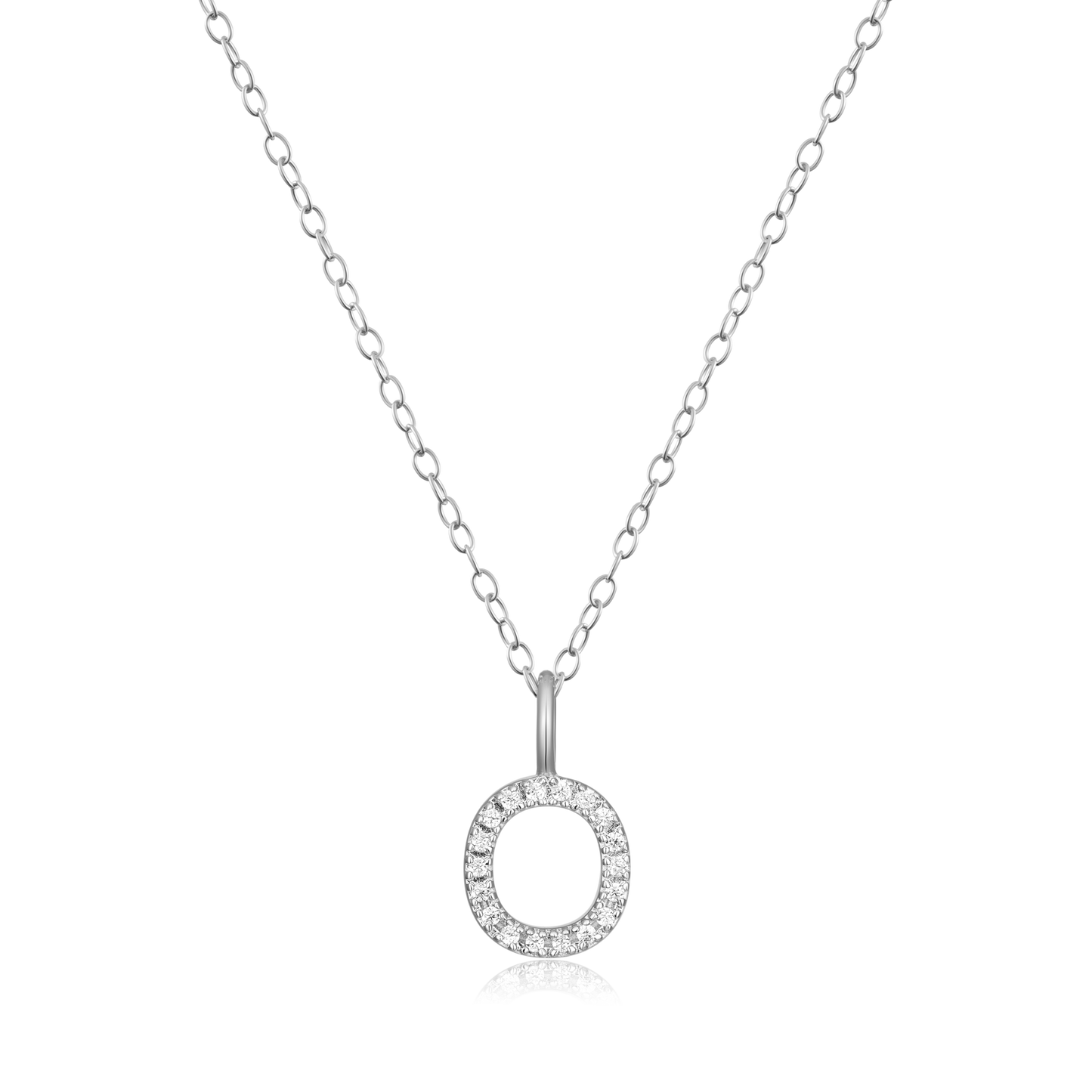 Letter "O" Initial Pendant Necklace in Rhodium-Plated Sterling Silver | M by Monte Luna