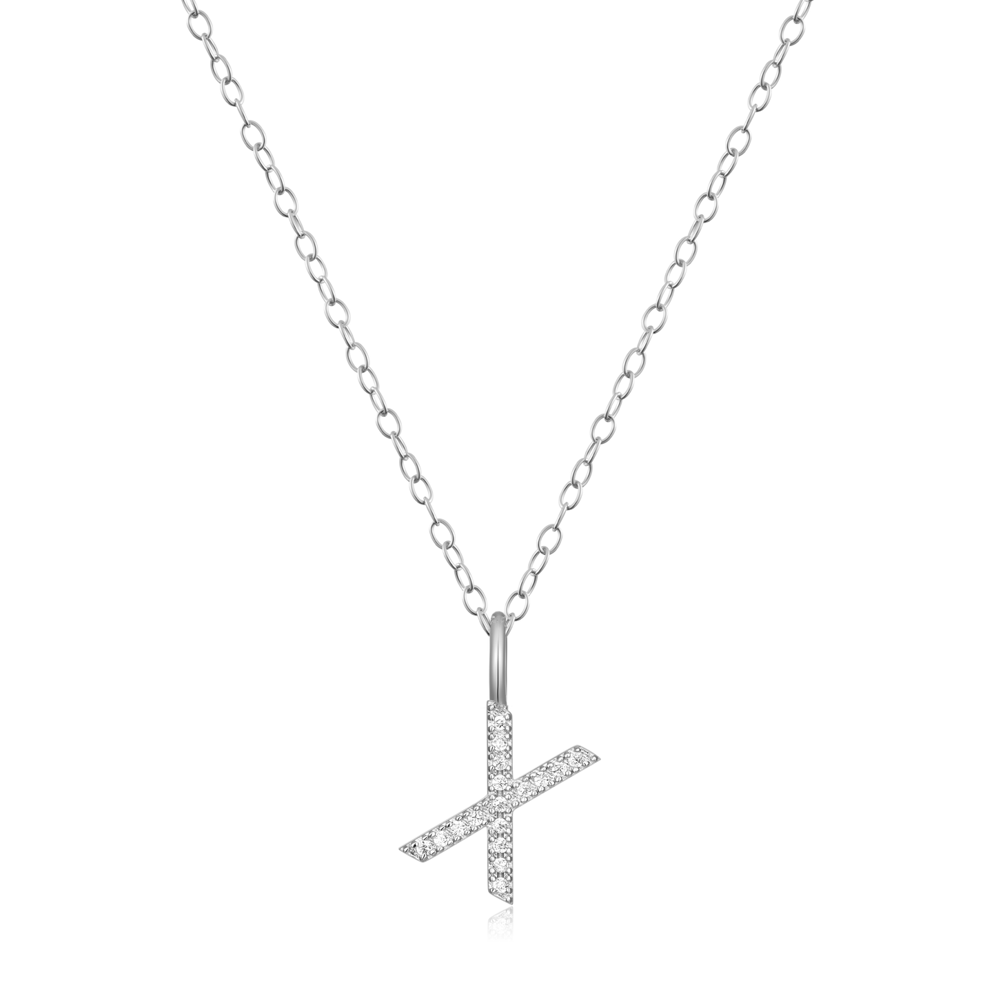 Letter "X" Initial Pendant Necklace in Rhodium-Plated Sterling Silver | M by Monte Luna