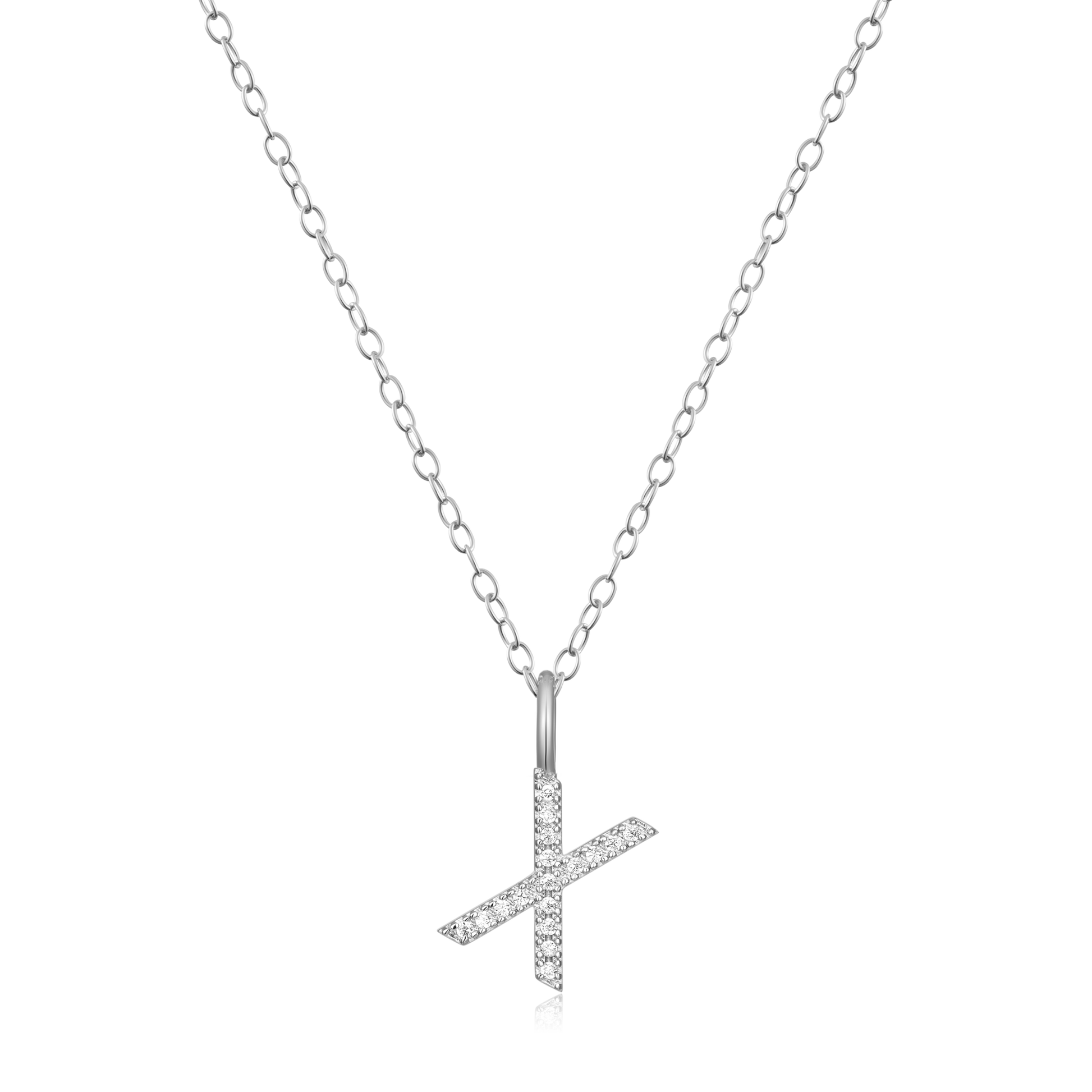 Letter "X" Initial Pendant Necklace in Rhodium-Plated Sterling Silver | M by Monte Luna