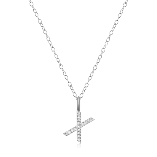 Letter "X" Initial Pendant Necklace in Rhodium-Plated Sterling Silver | M by Monte Luna