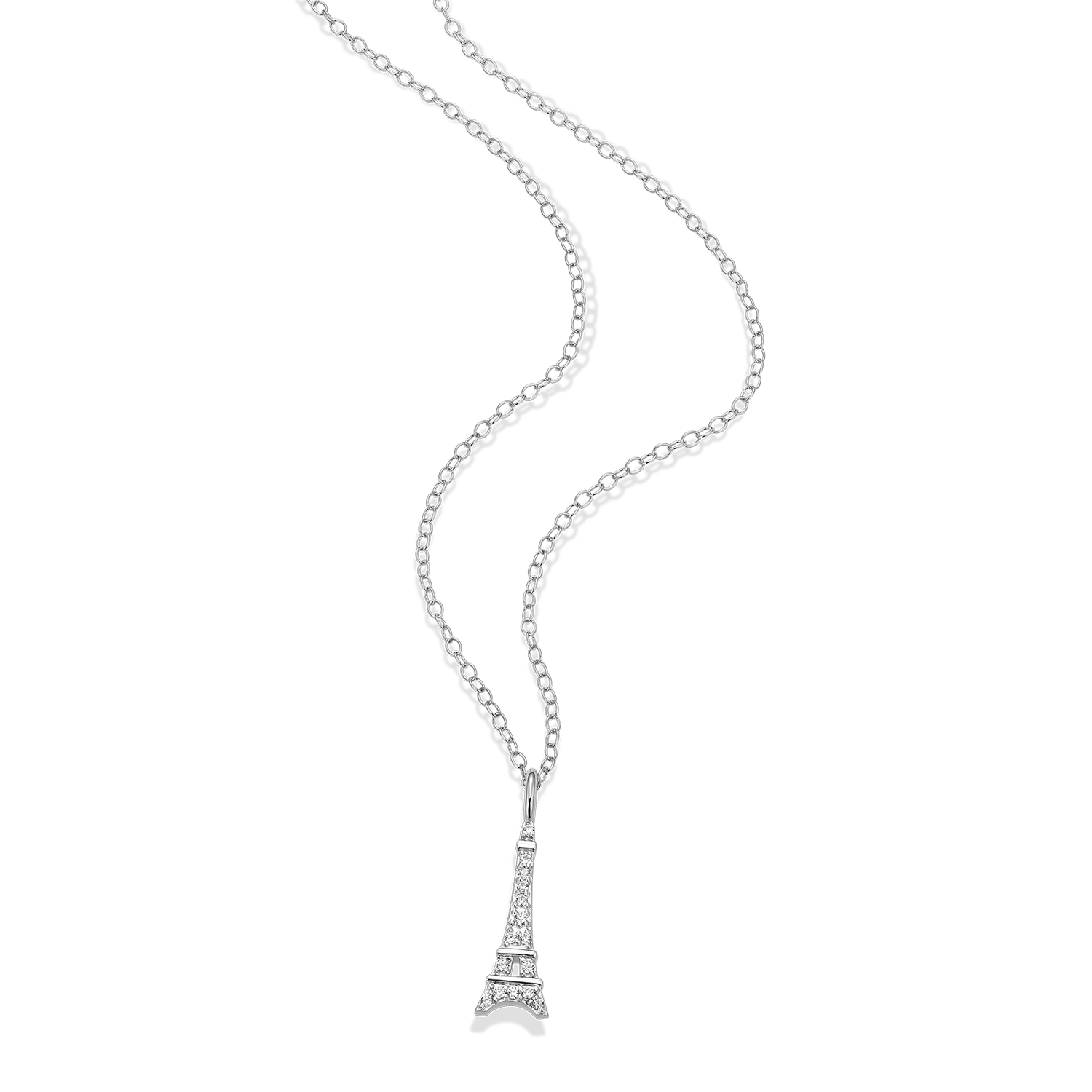 Eiffel Tower Lab-Created Diamond Pendant Necklace in Rhodium-Plated Sterling Silver | M by Monte Luna
