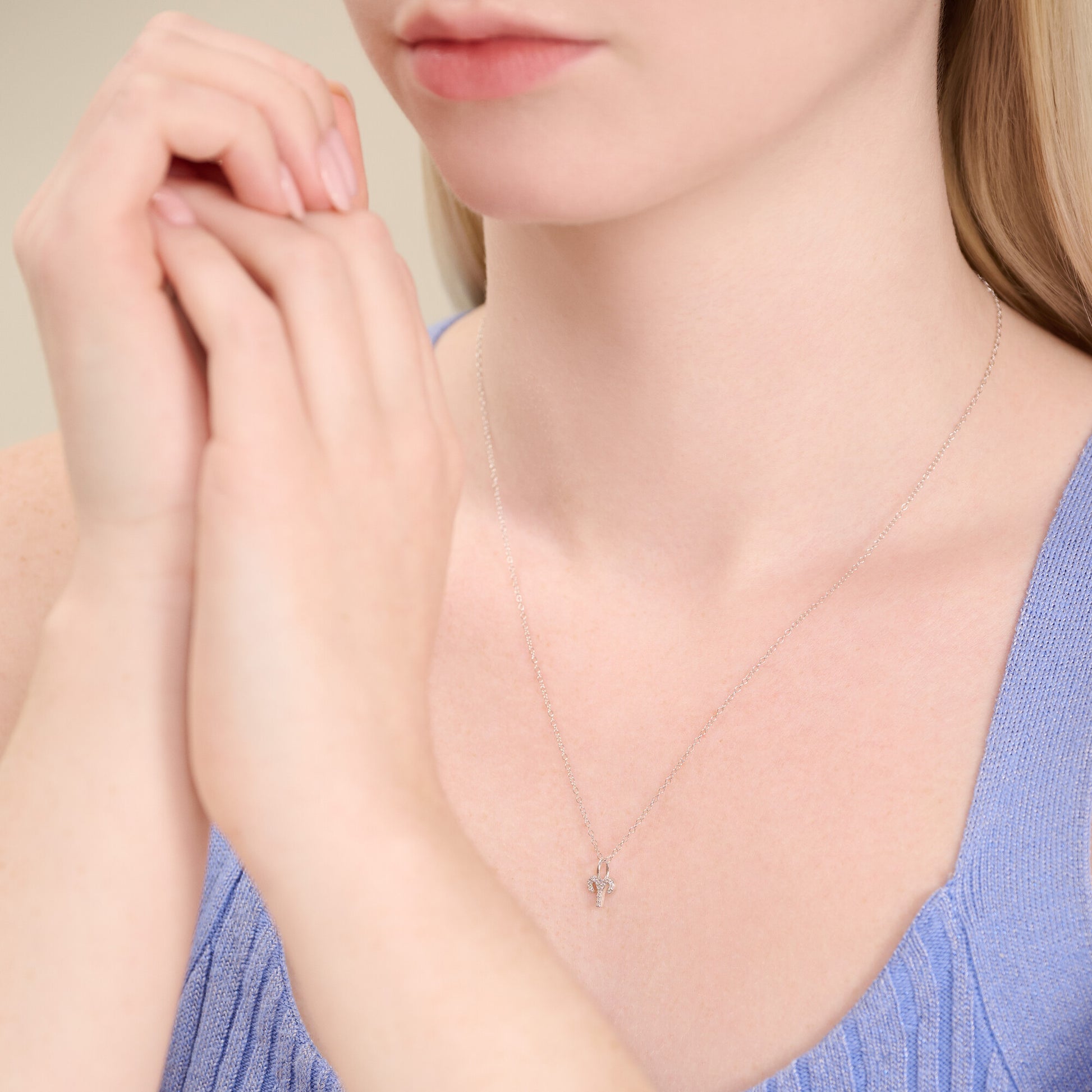 Aries Constellation Pendant Necklace in Rhodium-Plated Sterling Silver | M by Monte Luna