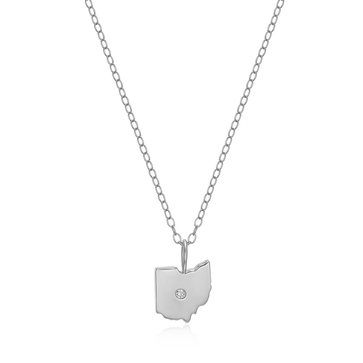 Ohio State Lab-Created Diamond Pendant Necklace in Rhodium-Plated Sterling Silver | M by Monte Luna