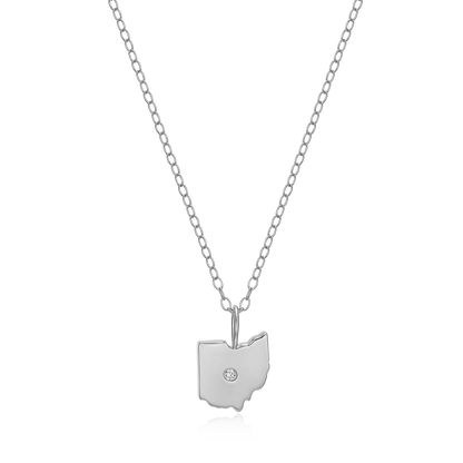 Ohio State Lab-Created Diamond Pendant Necklace in Rhodium-Plated Sterling Silver | M by Monte Luna