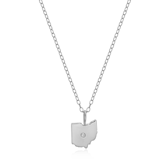 Ohio State Lab-Created Diamond Pendant Necklace in Rhodium-Plated Sterling Silver | M by Monte Luna