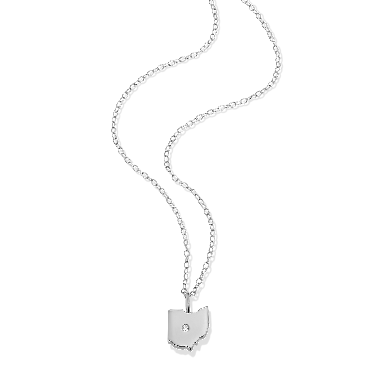 Ohio State Lab-Created Diamond Pendant Necklace in Rhodium-Plated Sterling Silver | M by Monte Luna