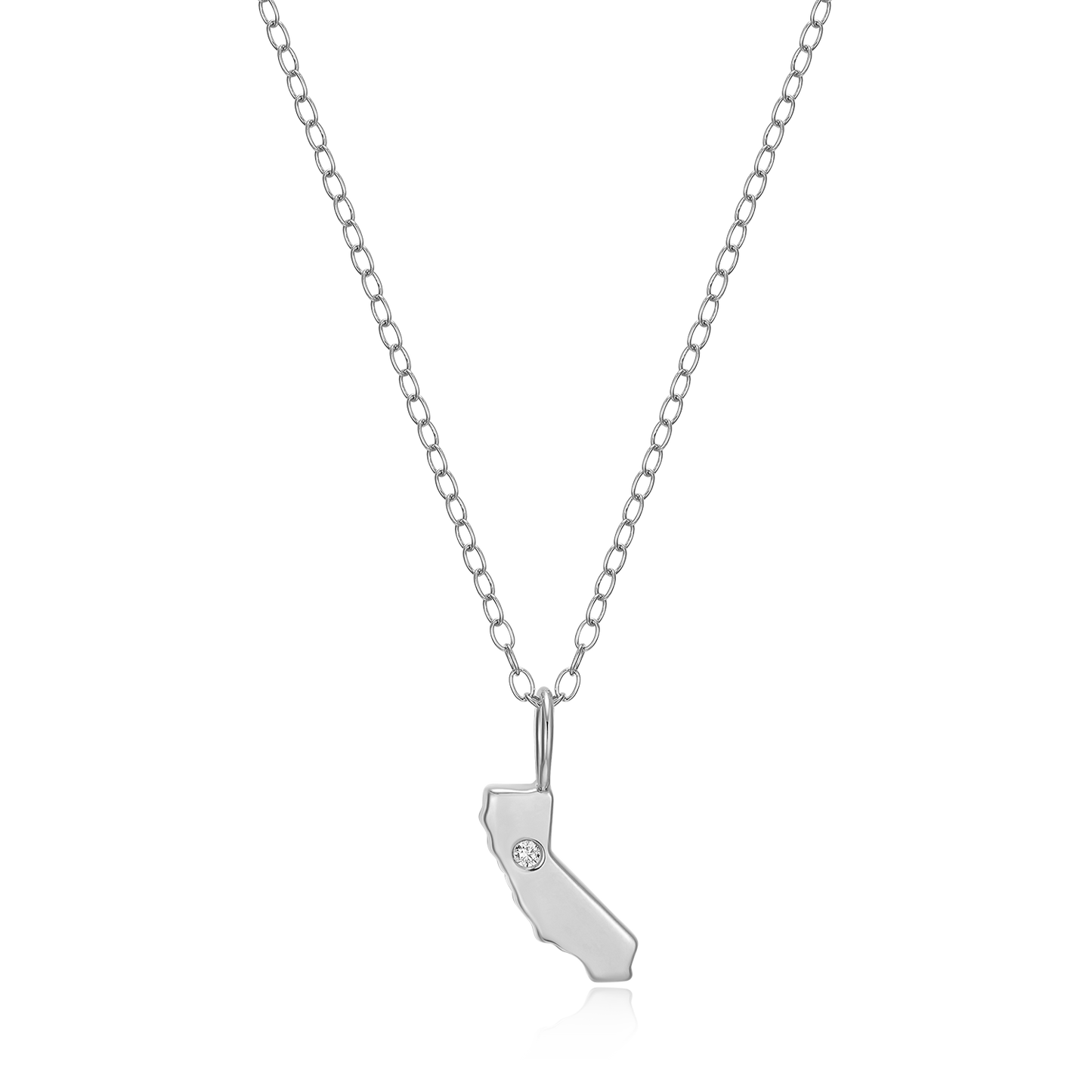 California State Lab-Created Diamond Pendant Necklace in Rhodium-Plated Sterling Silver | M by Monte Luna