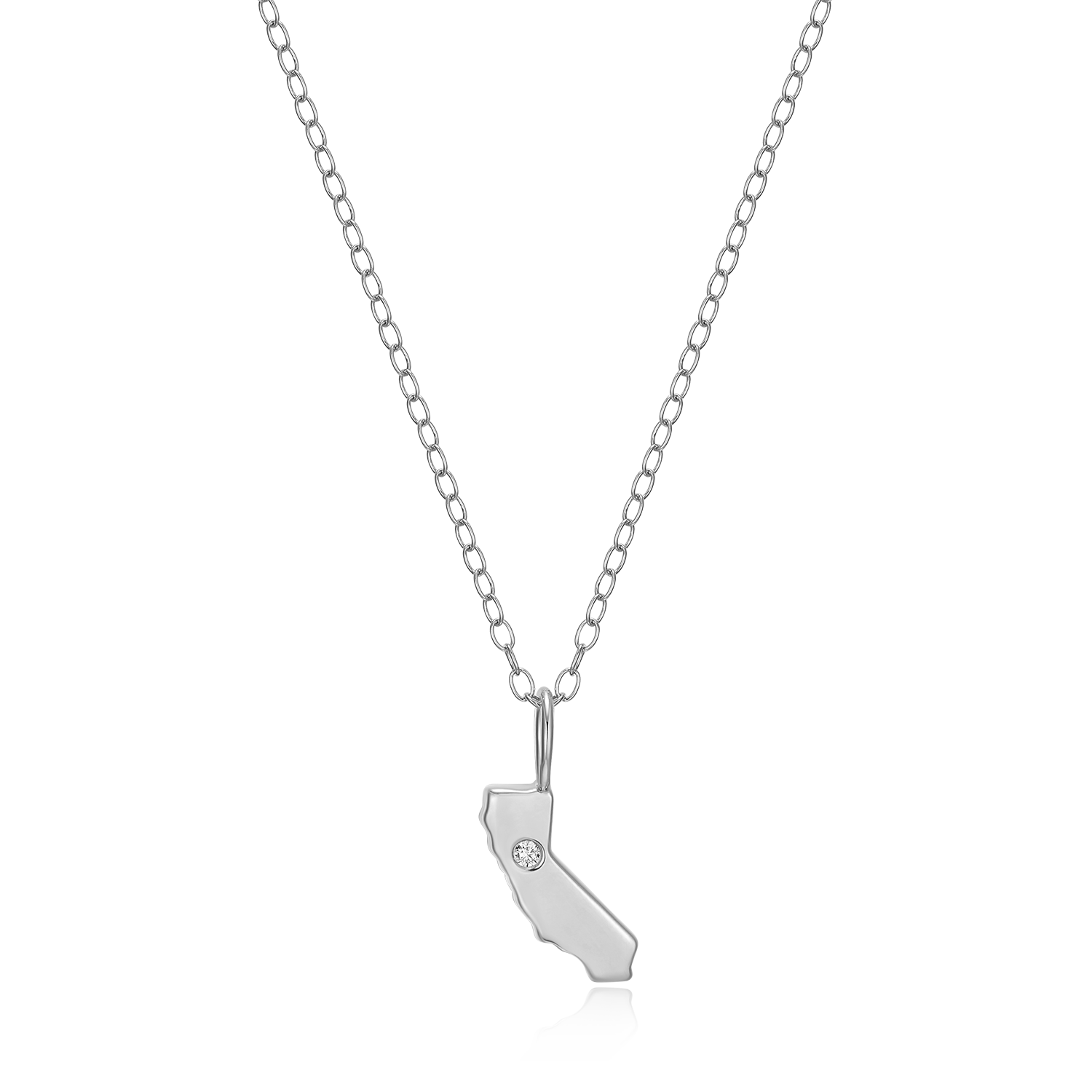 California State Lab-Created Diamond Pendant Necklace in Rhodium-Plated Sterling Silver | M by Monte Luna