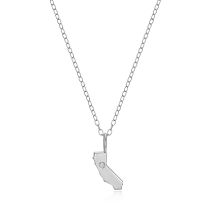 California State Lab-Created Diamond Pendant Necklace in Rhodium-Plated Sterling Silver | M by Monte Luna