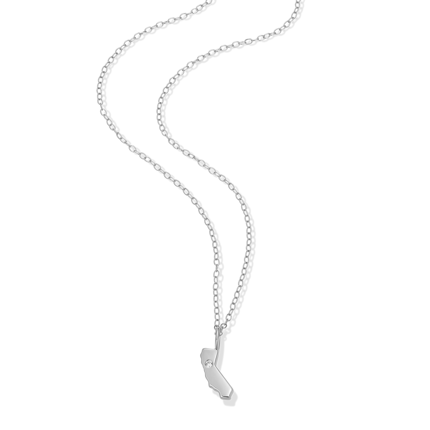 California State Lab-Created Diamond Pendant Necklace in Rhodium-Plated Sterling Silver | M by Monte Luna