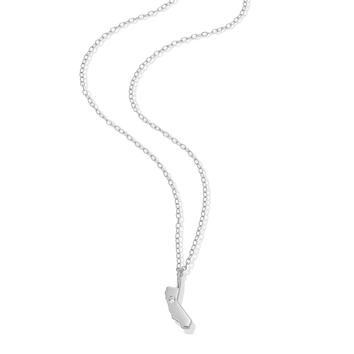 California State Lab-Created Diamond Pendant Necklace in Rhodium-Plated Sterling Silver | M by Monte Luna