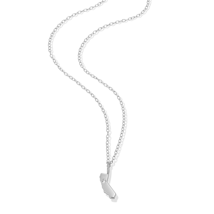 California State Lab-Created Diamond Pendant Necklace in Rhodium-Plated Sterling Silver | M by Monte Luna