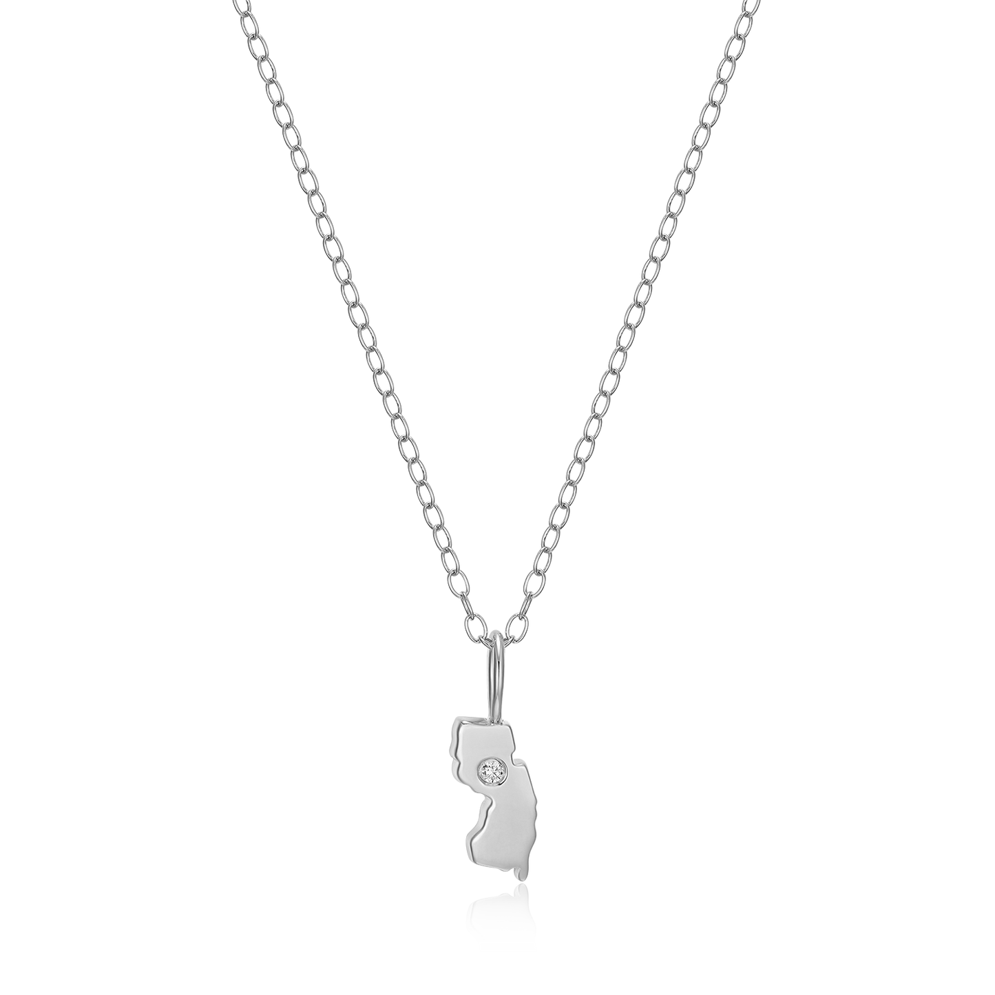 New Jersey State Lab-Created Diamond Pendant Necklace in Rhodium-Plated Sterling Silver | M by Monte Luna