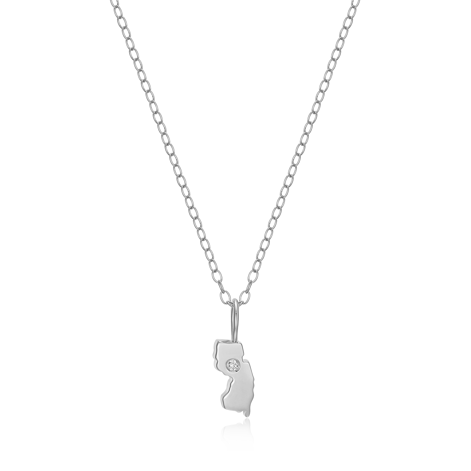 New Jersey State Lab-Created Diamond Pendant Necklace in Rhodium-Plated Sterling Silver | M by Monte Luna