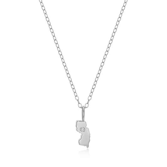 New Jersey State Lab-Created Diamond Pendant Necklace in Rhodium-Plated Sterling Silver | M by Monte Luna