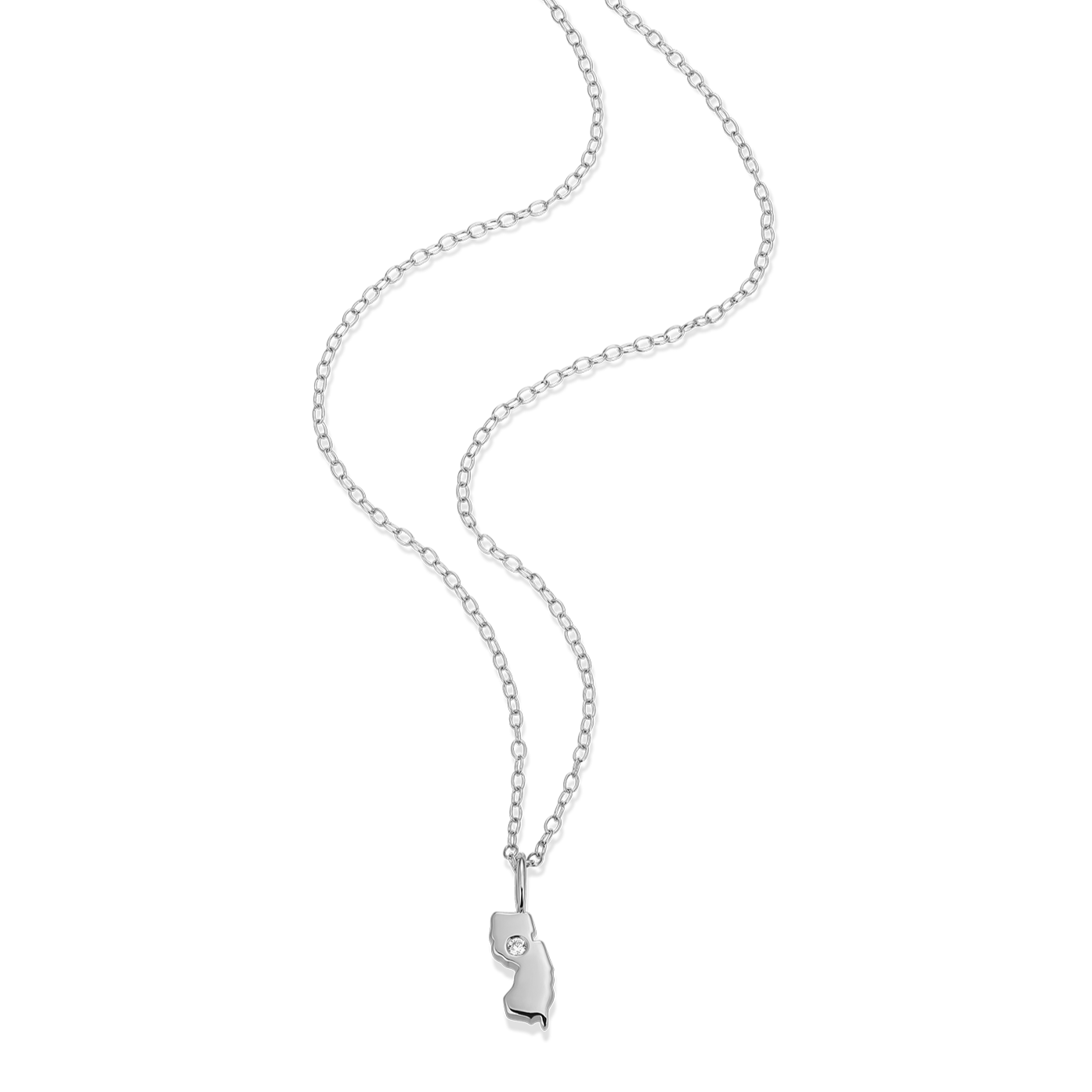 New Jersey State Lab-Created Diamond Pendant Necklace in Rhodium-Plated Sterling Silver | M by Monte Luna