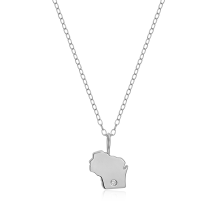 Wisconsin State Lab-Created Diamond Pendant Necklace in Rhodium-Plated Sterling Silver | M by Monte Luna